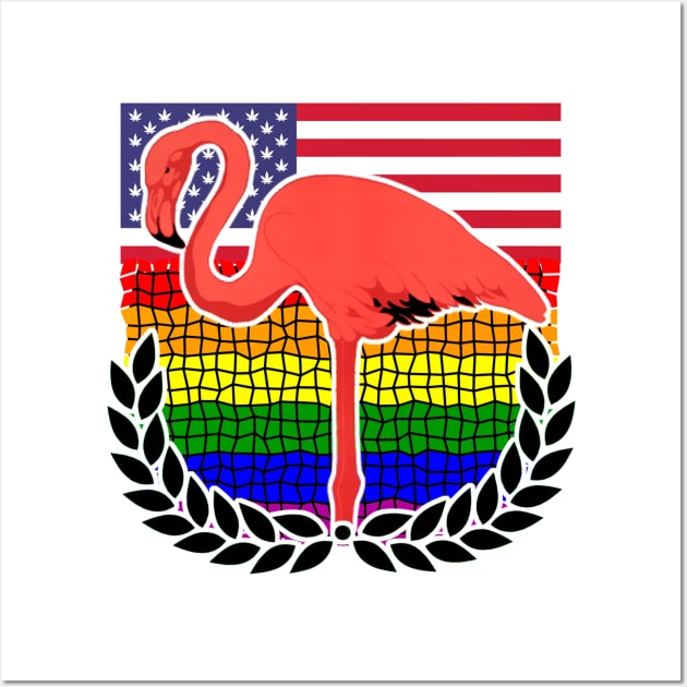 American LGBT Flamingo Wall Art by Marccelus